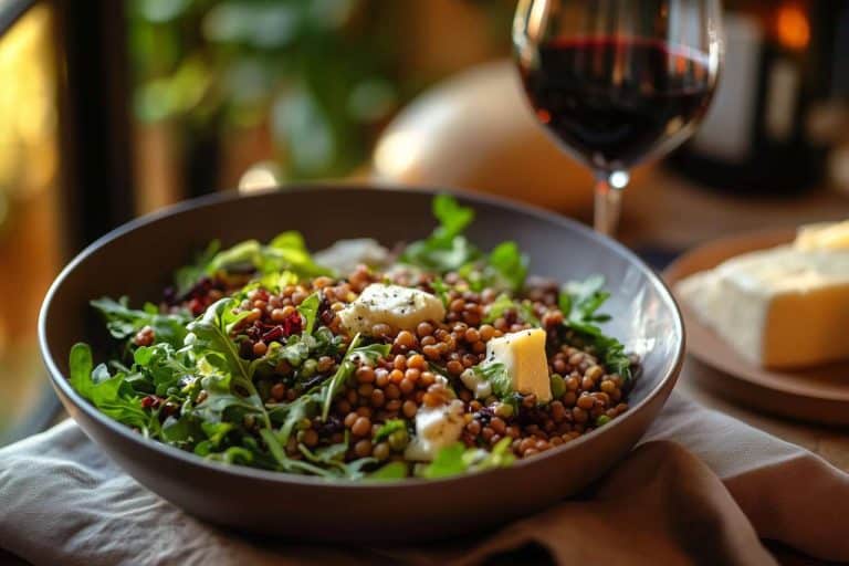 Salade tiède de lentilles, betteraves et fromage de chèvre
